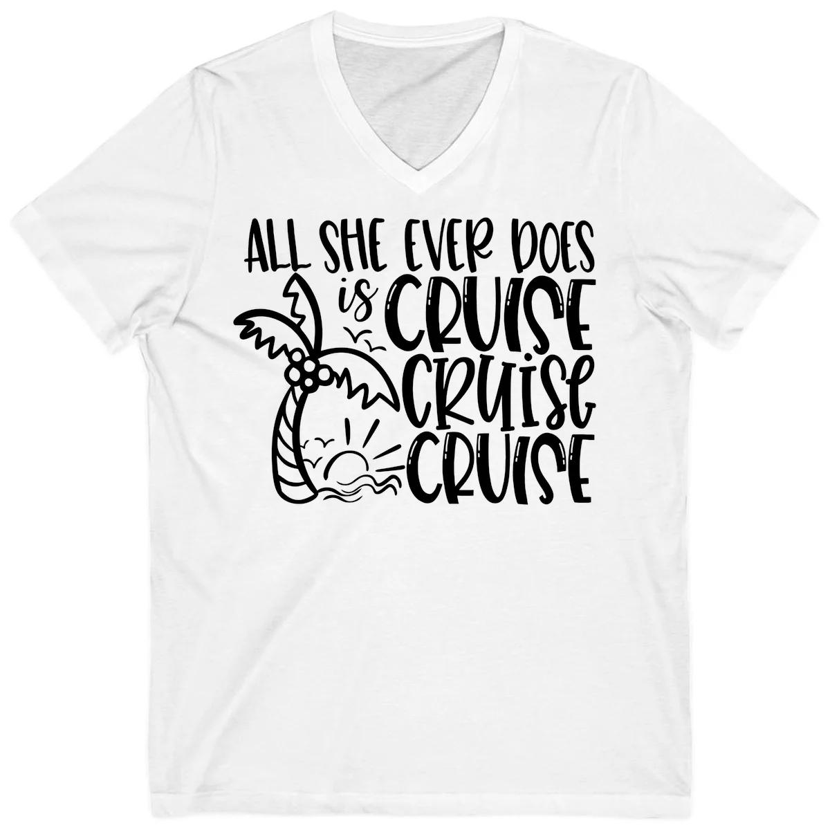 Cruise Cruise Cruise - All She Ever Does V-Neck in White