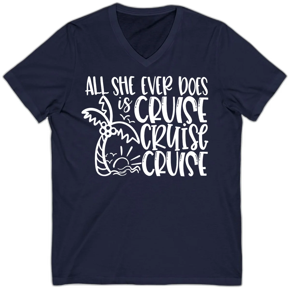 Cruise Cruise Cruise - All She Ever Does V-Neck in Navy