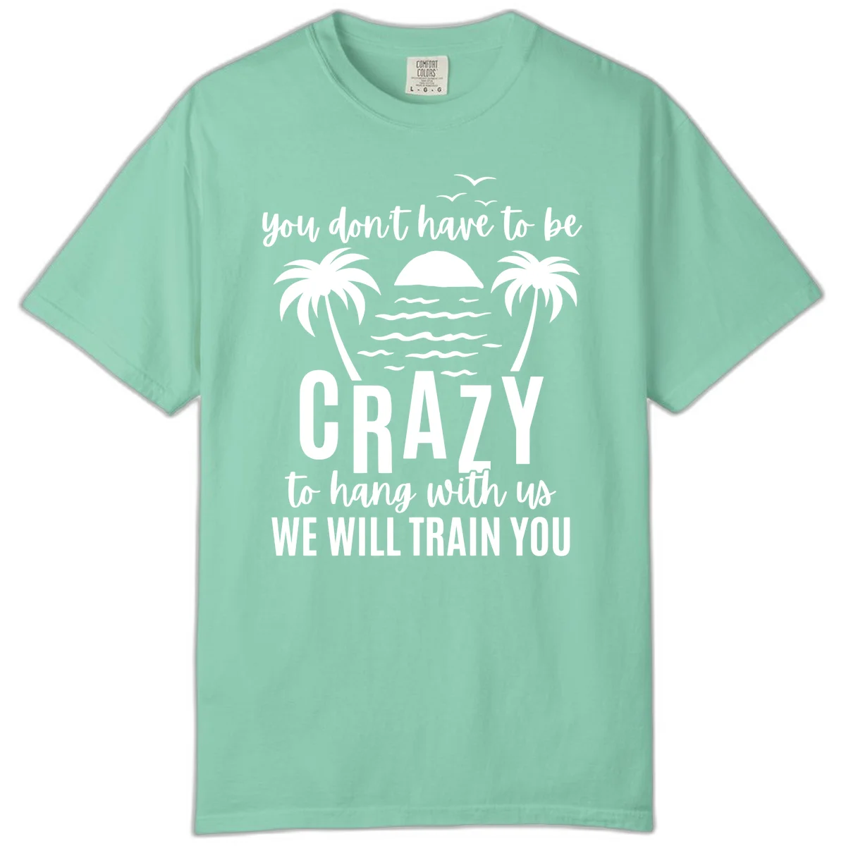 You Don't Have To Be Crazy To Hang With Us Comfort Color Tee in Island Reef
