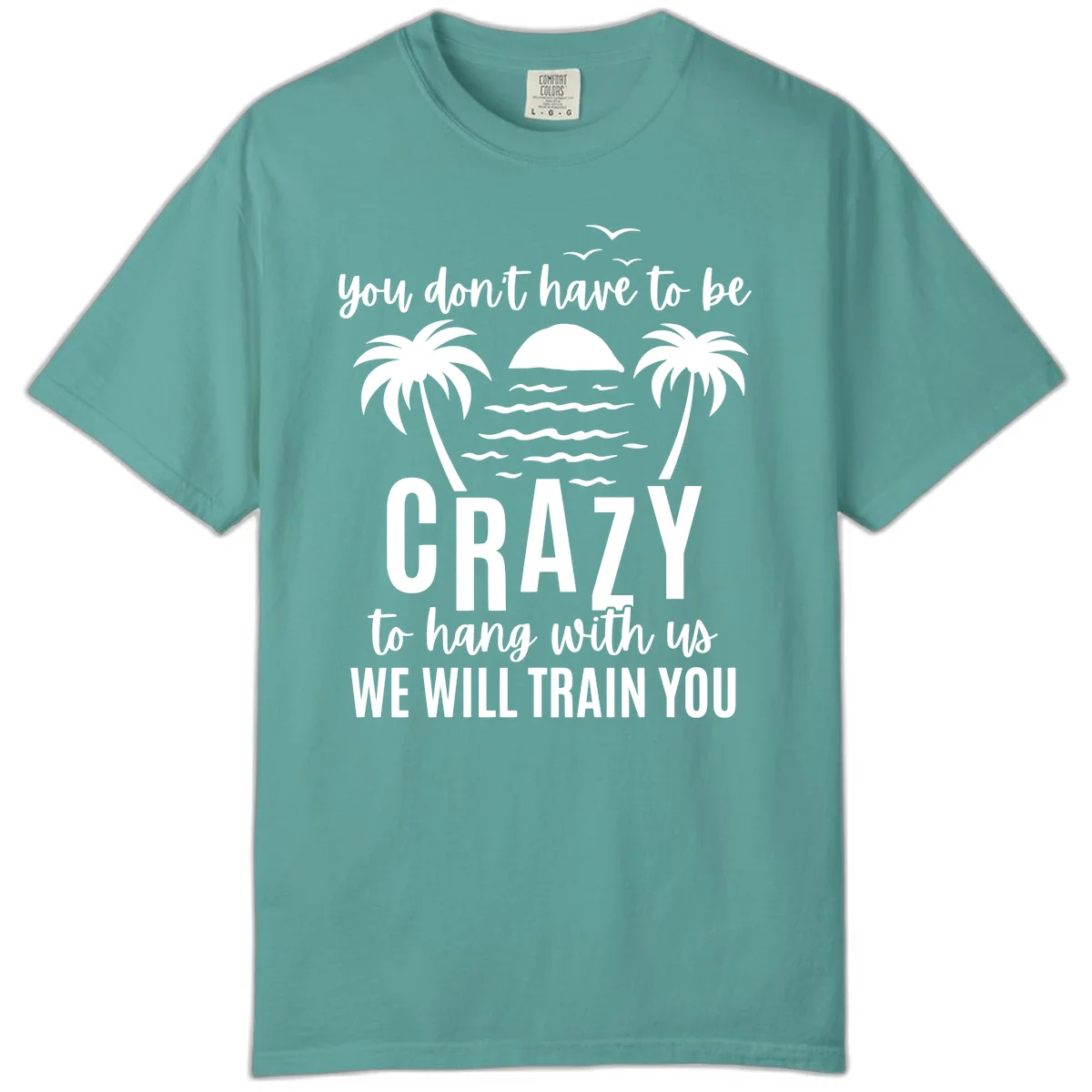 You Don't Have To Be Crazy To Hang With Us Comfort Color Tee in Seafoam