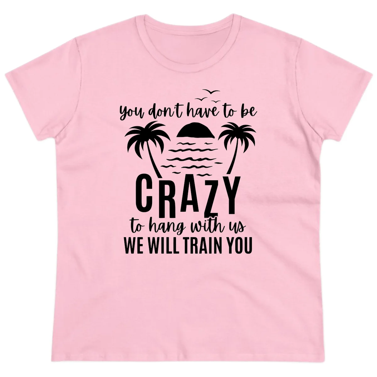 You Don't Have To Be Crazy To Hang With Us Ladies Tee in Light Pink
