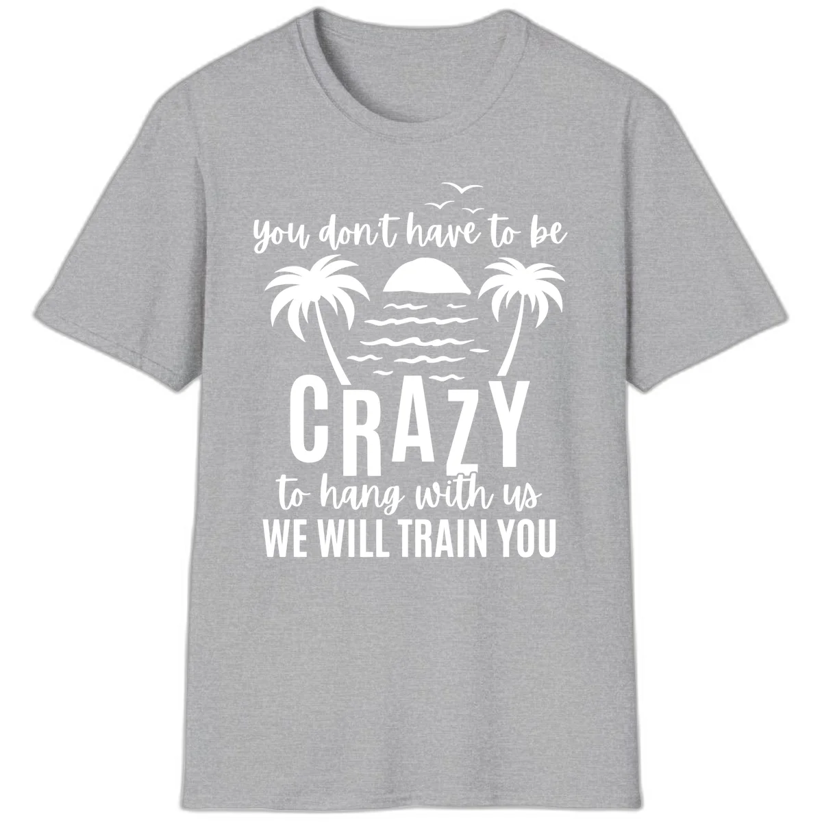 You Don't Have To Be Crazy To Hang With Us T-Shirt in Sport Grey