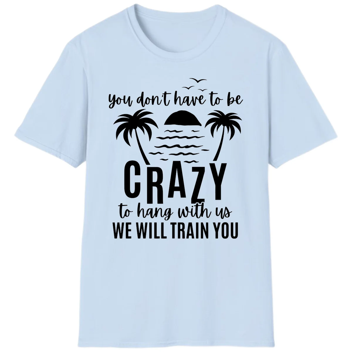 You Don't Have To Be Crazy To Hang With Us T-Shirt in Light Blue