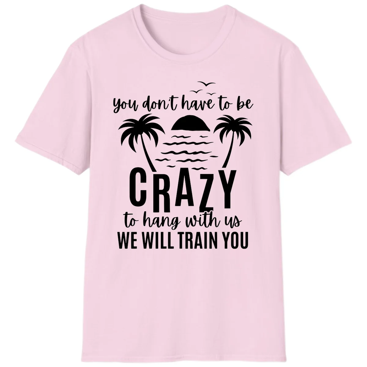 You Don't Have To Be Crazy To Hang With Us T-Shirt in Light Pink
