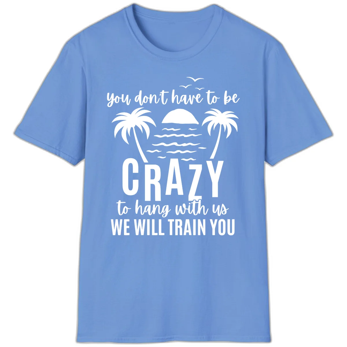 You Don't Have To Be Crazy To Hang With Us T-Shirt in Carolina Blue