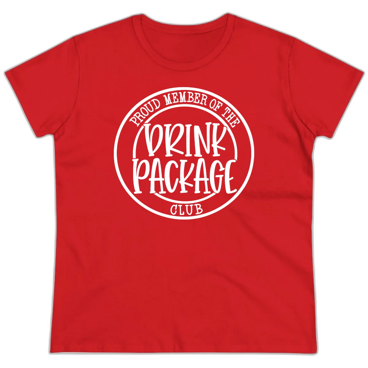 Proud Member Of The Drink Package Club Ladies Tee in Red