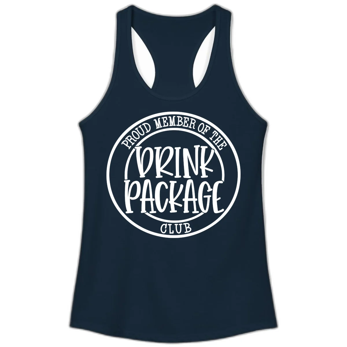 Proud Member Of The Drink Package Club Ladies Tank in Solid Midnight Navy