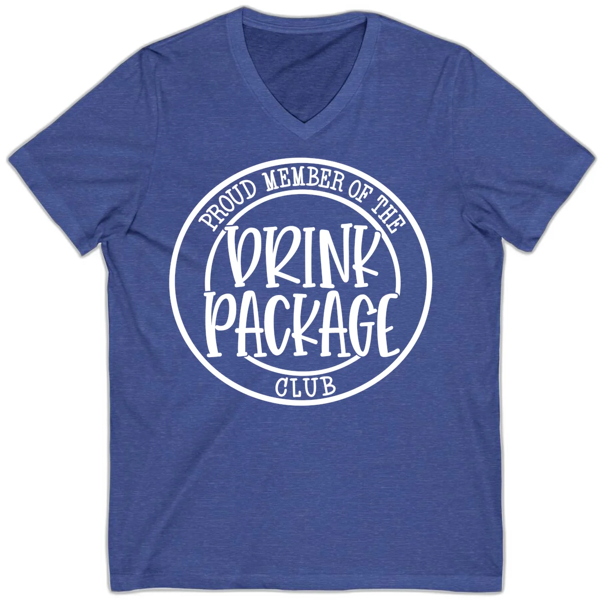 Proud Member Of The Drink Package Club V-Neck in Heather True Royal