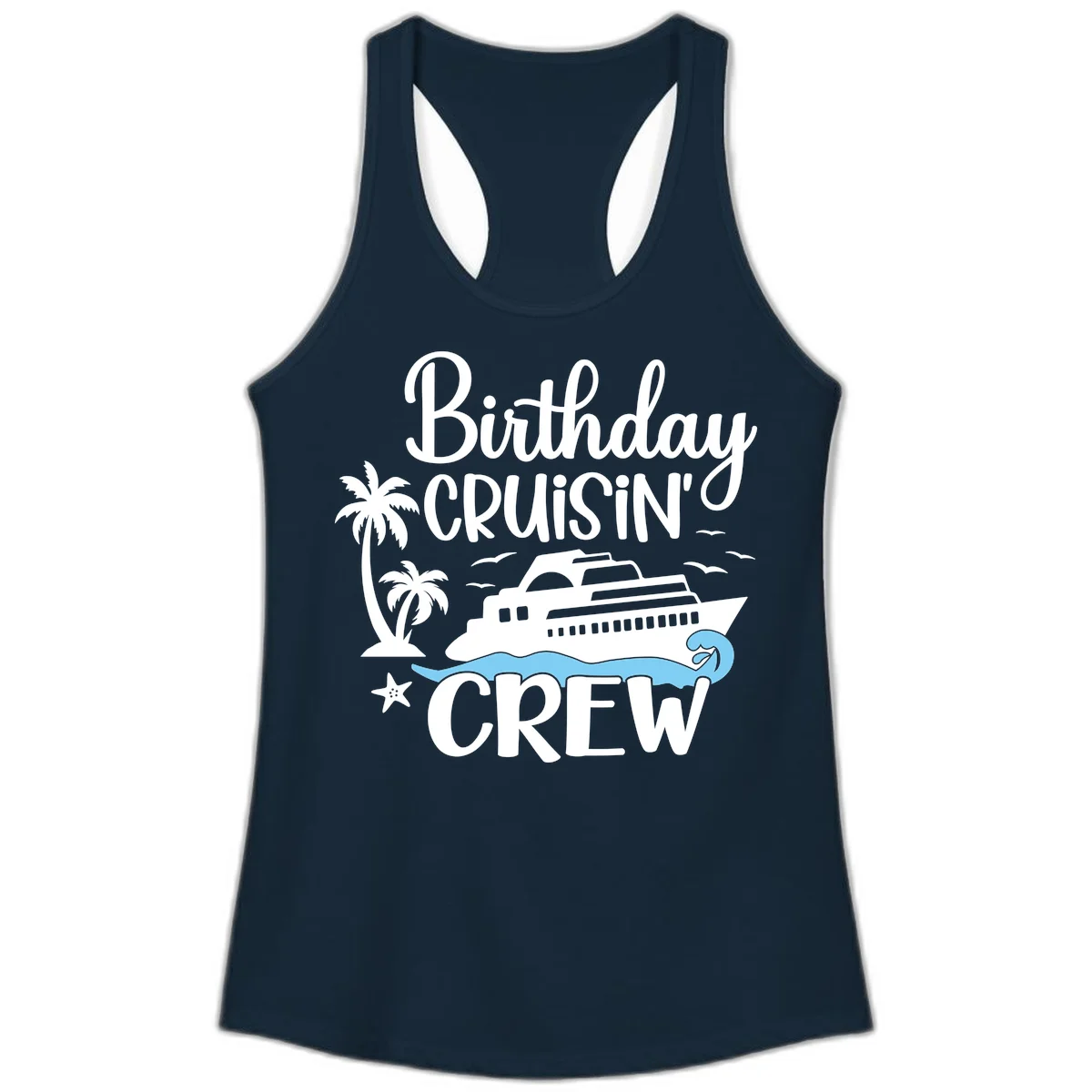 Birthday Cruisin' Crew Ladies Tank in Solid Midnight Navy