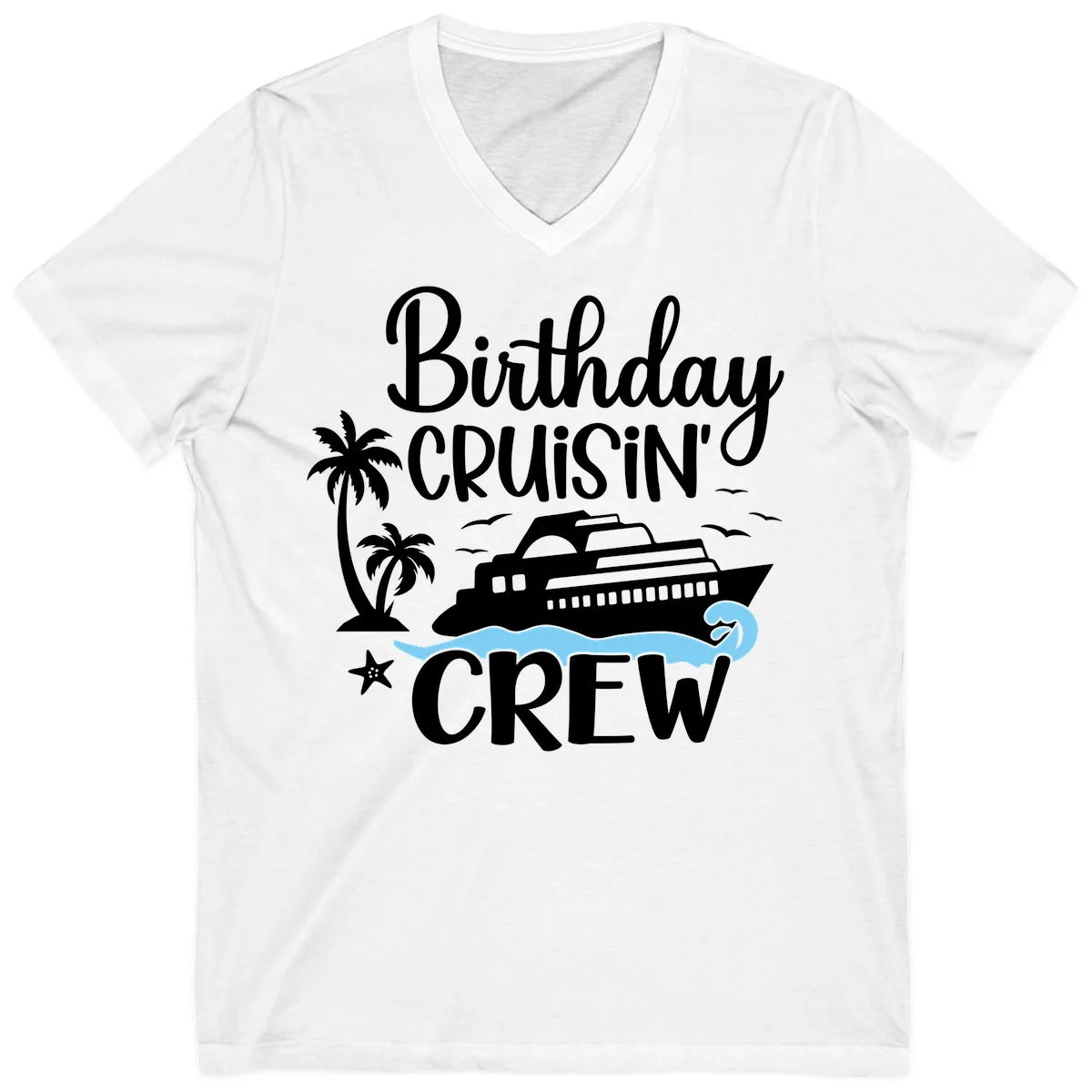 Birthday Cruisin' Crew V-Neck in White