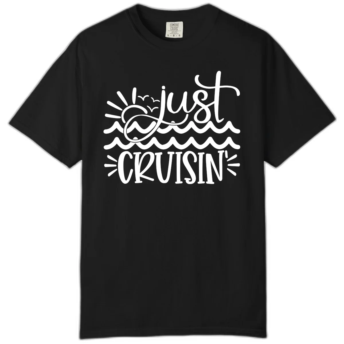Just Cruisin' Ocean Waves Comfort Color T-Shirt in Black