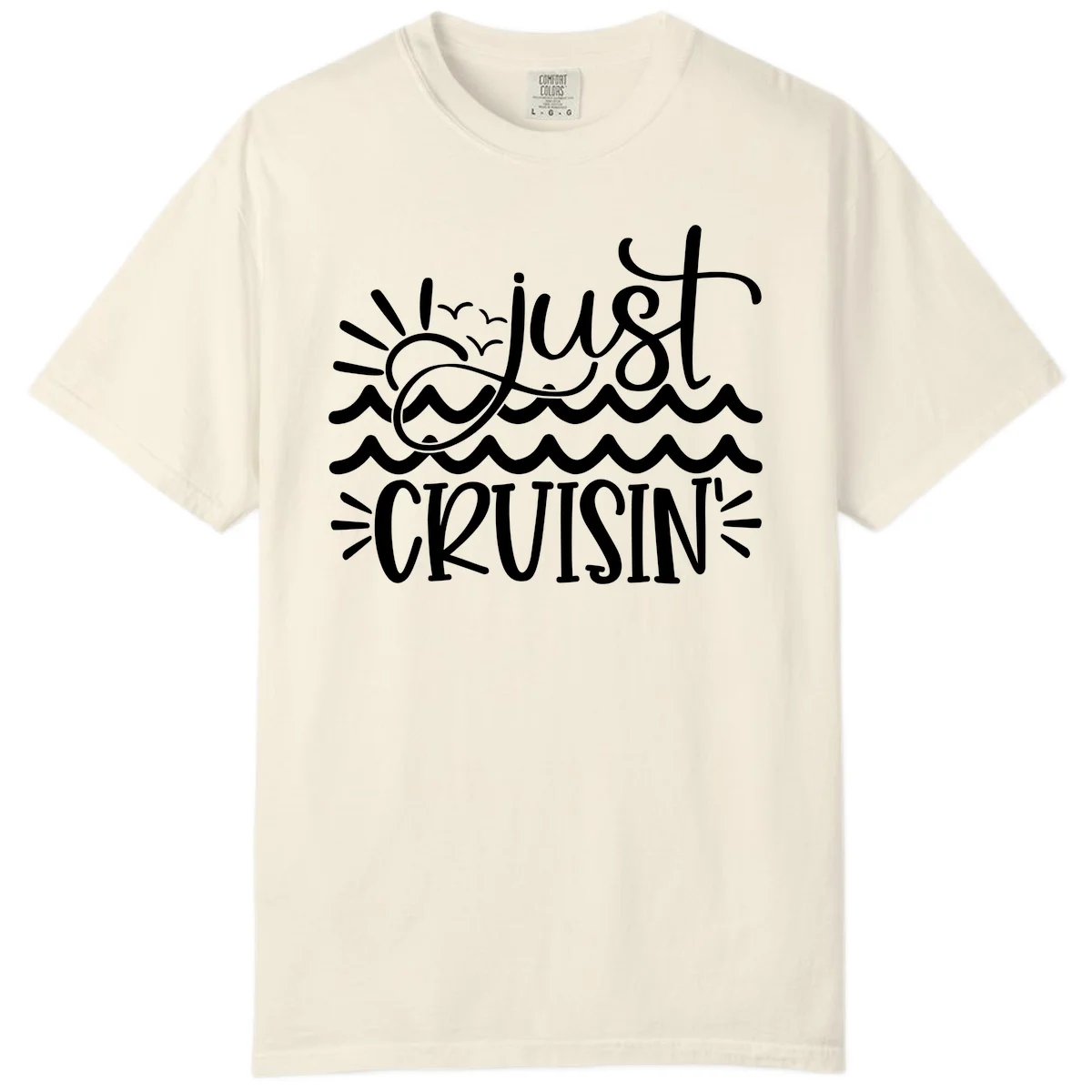 Just Cruisin' Ocean Waves Comfort Color T-Shirt in Ivory