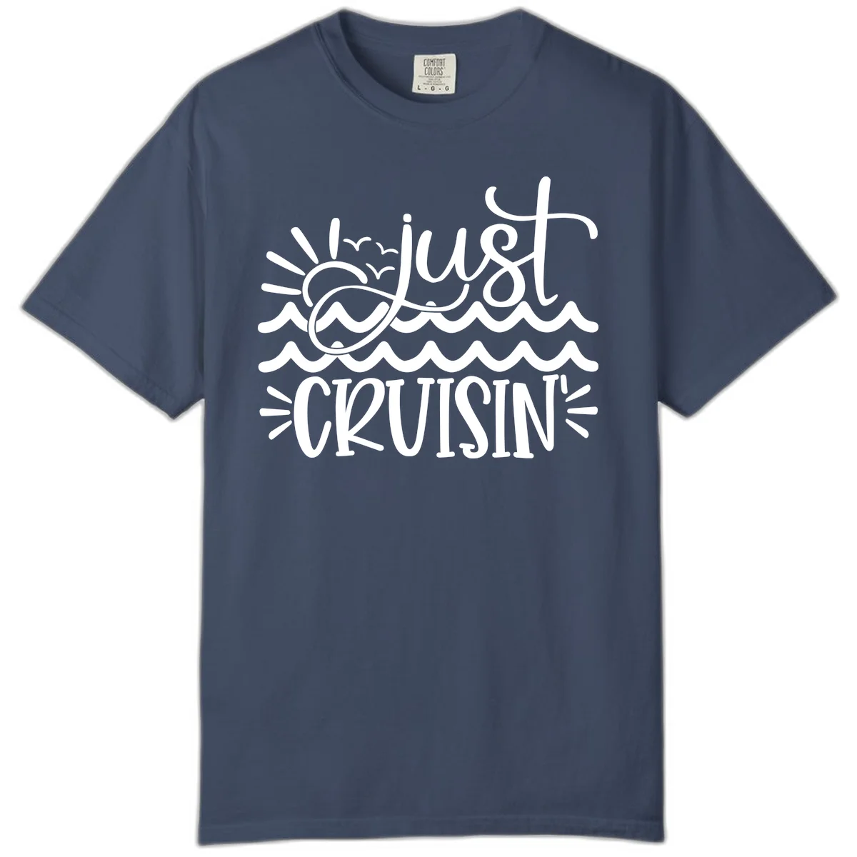 Just Cruisin' Ocean Waves Comfort Color T-Shirt in Midnight