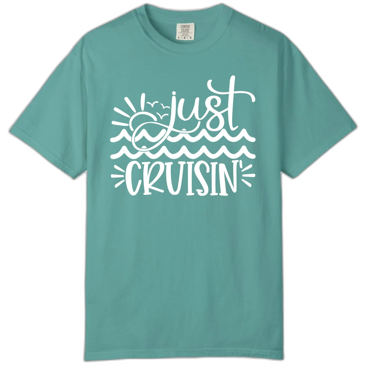 Just Cruisin' Ocean Waves Comfort Color T-Shirt in Seafoam