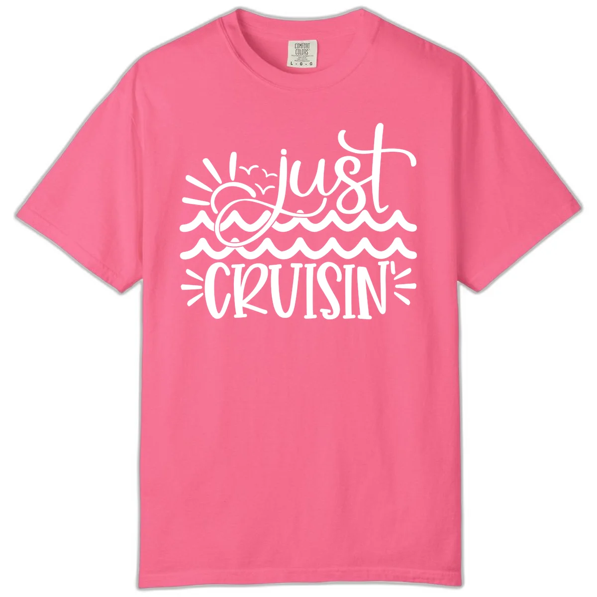 Just Cruisin' Ocean Waves Comfort Color T-Shirt in Crunchberry