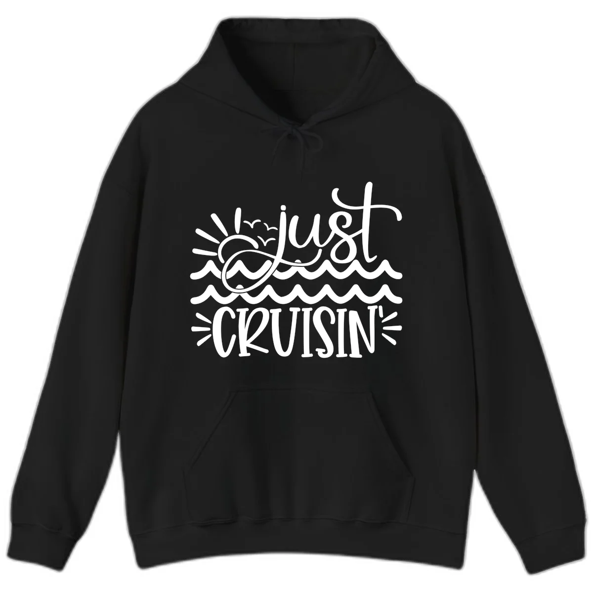 Just Cruisin' Nautical Ocean Waves Vacation Hoodie in Black