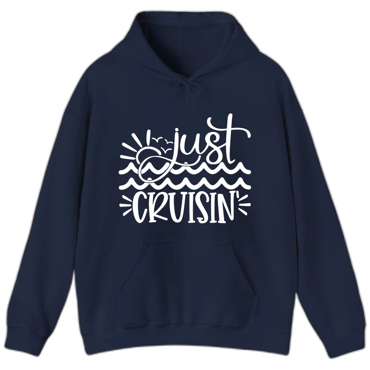 Just Cruisin' Nautical Ocean Waves Vacation Hoodie in Navy