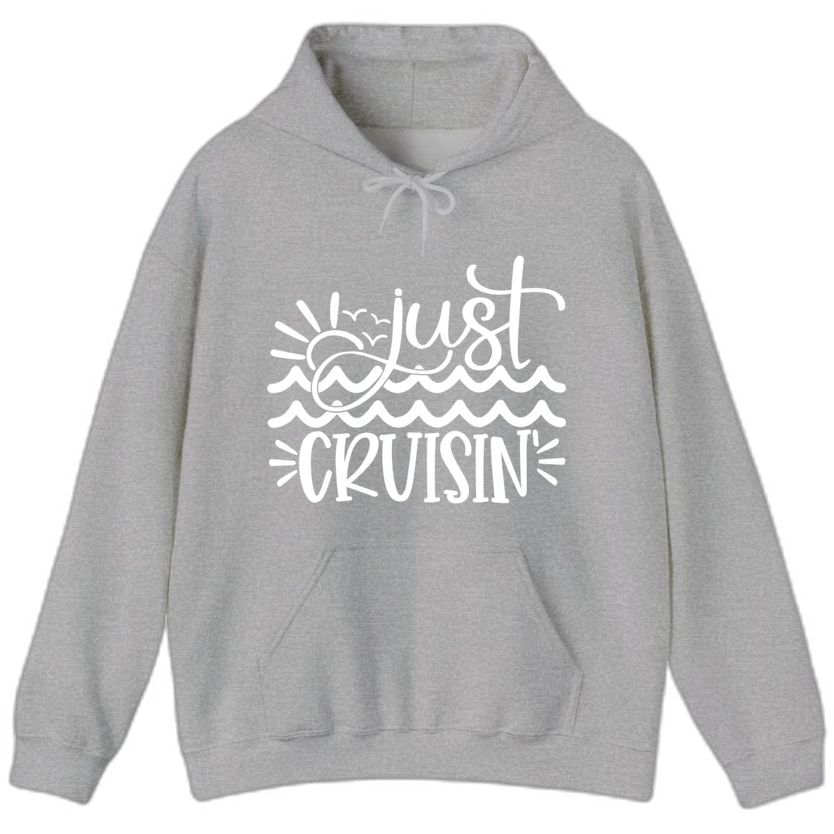 Just Cruisin' Nautical Ocean Waves Vacation Hoodie in Sport Grey