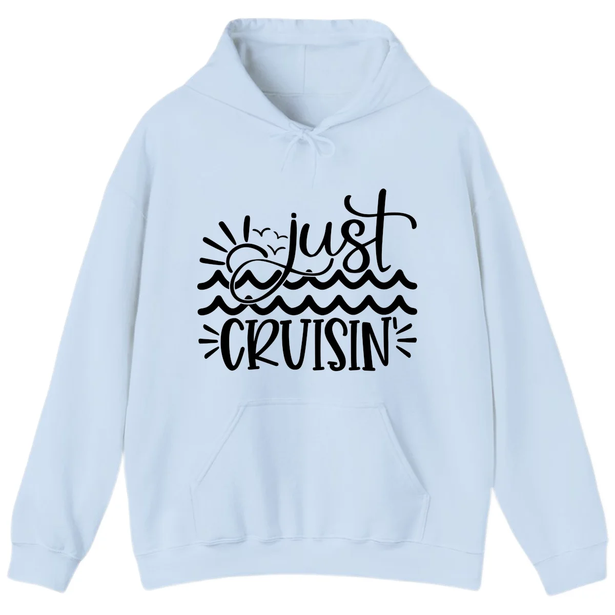 Just Cruisin' Nautical Ocean Waves Vacation Hoodie in Light Blue