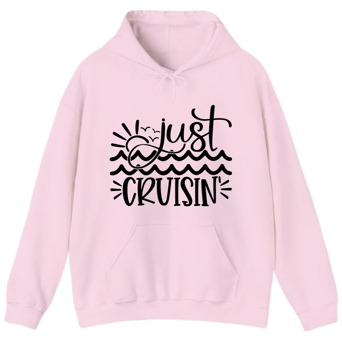 Just Cruisin' Nautical Ocean Waves Vacation Hoodie in Light Pink