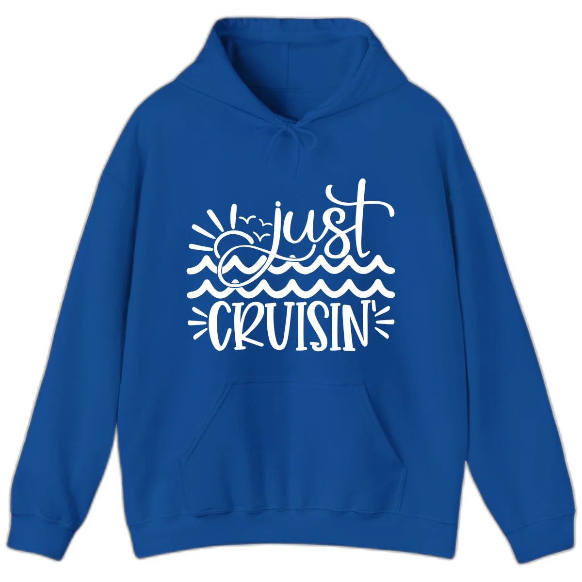 Just Cruisin' Nautical Ocean Waves Vacation Hoodie in Royal