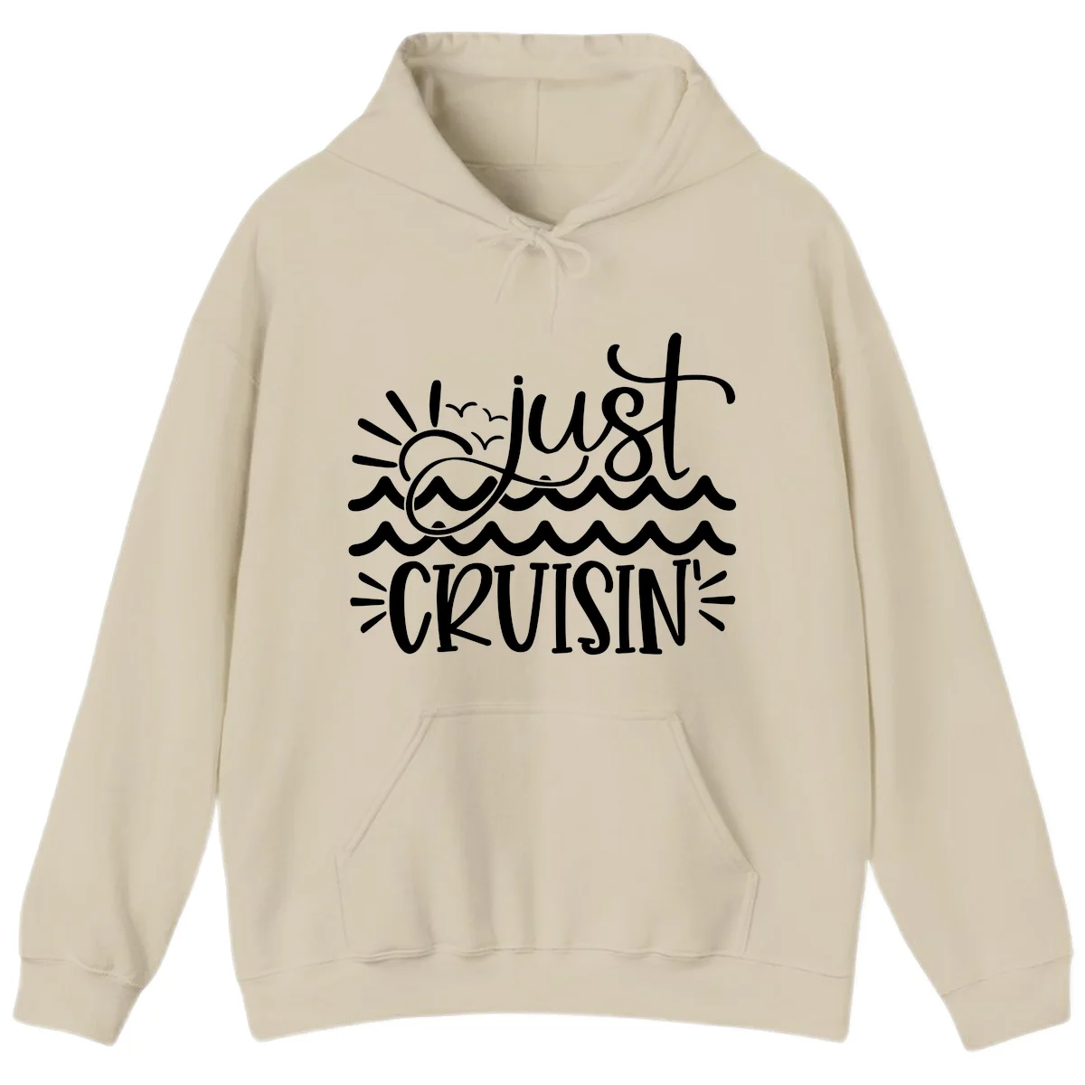 Just Cruisin' Nautical Ocean Waves Vacation Hoodie in Sand