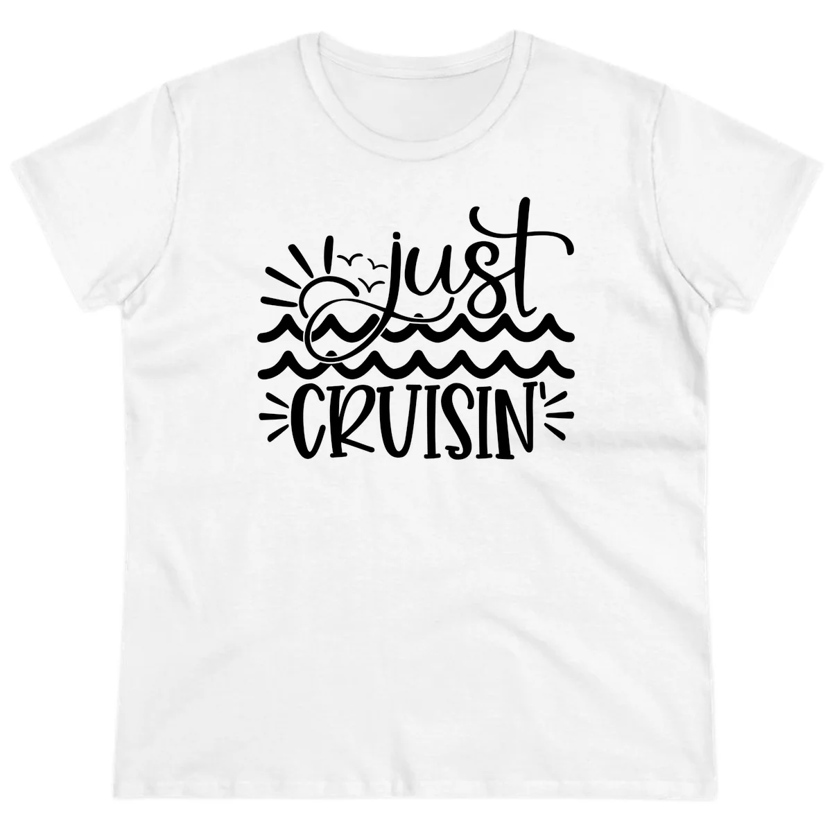 Just Cruisin' Nautical Ocean Waves Ladies Tee in White