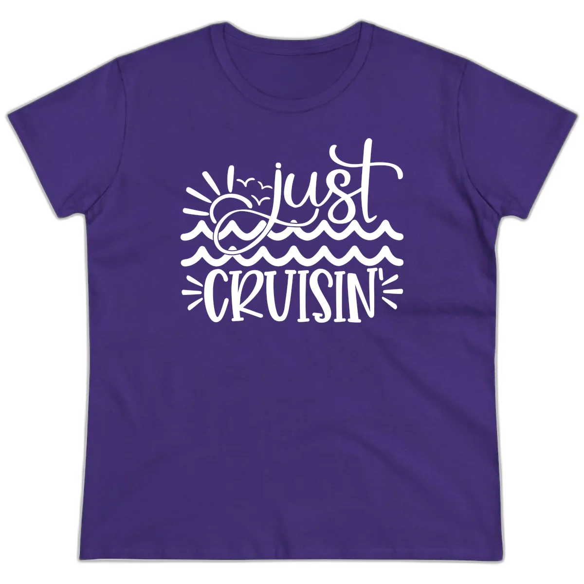 Just Cruisin' Nautical Ocean Waves Ladies Tee in Purple