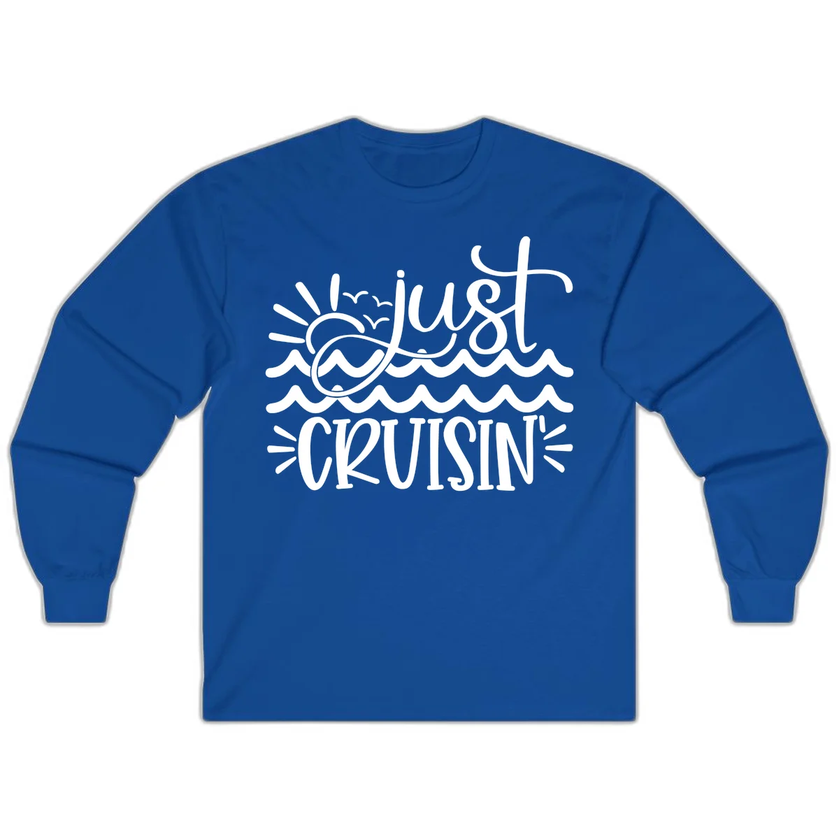Just Cruisin' Nautical Ocean Waves Long Sleeve Tee in Royal