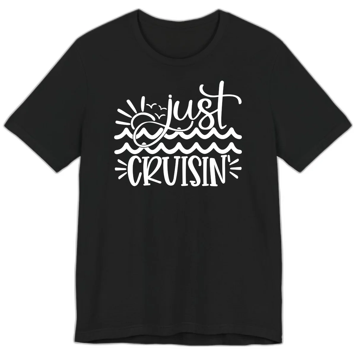 Just Cruisin' Nautical Ocean Waves Premium T-Shirt in Black