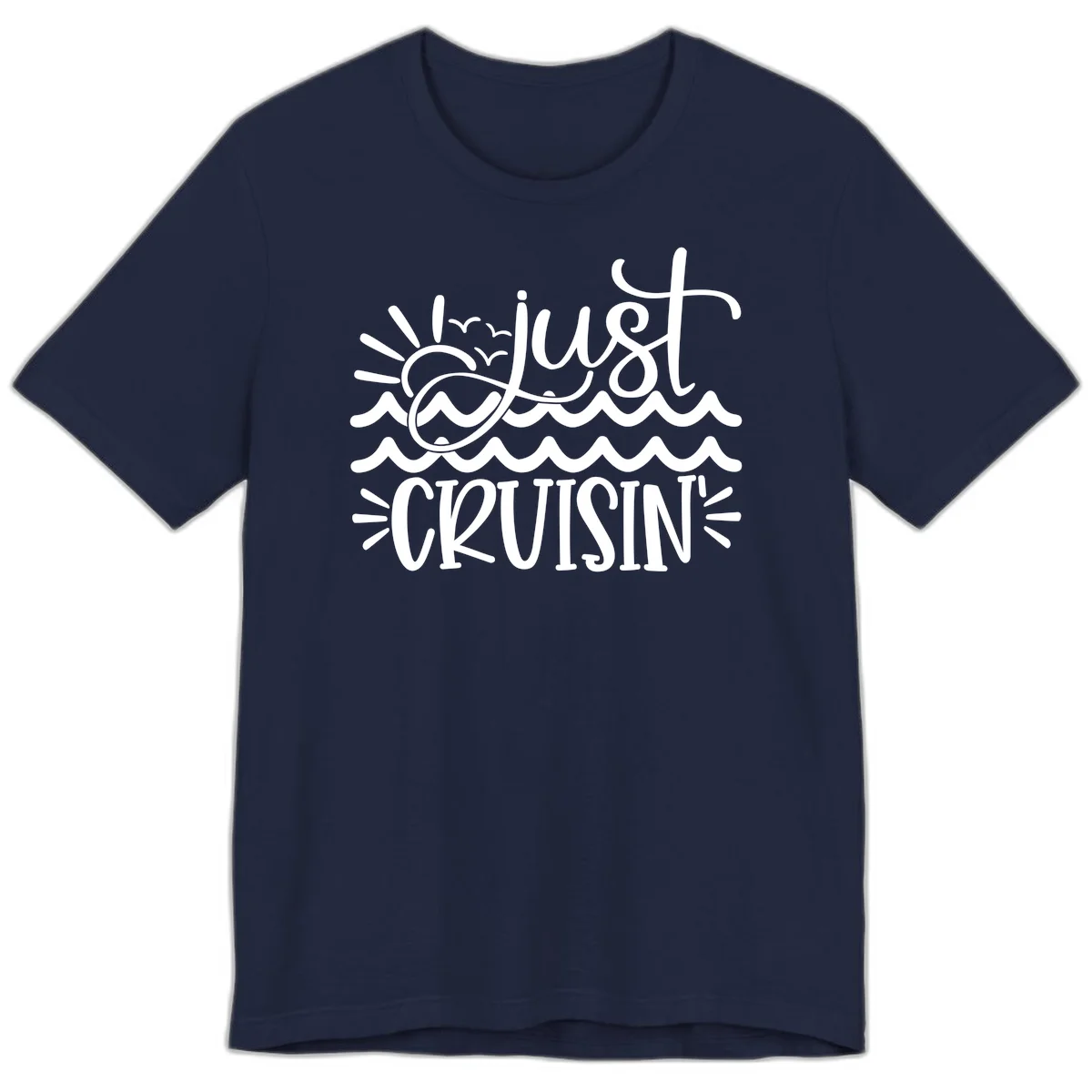 Just Cruisin' Nautical Ocean Waves Premium T-Shirt in Navy