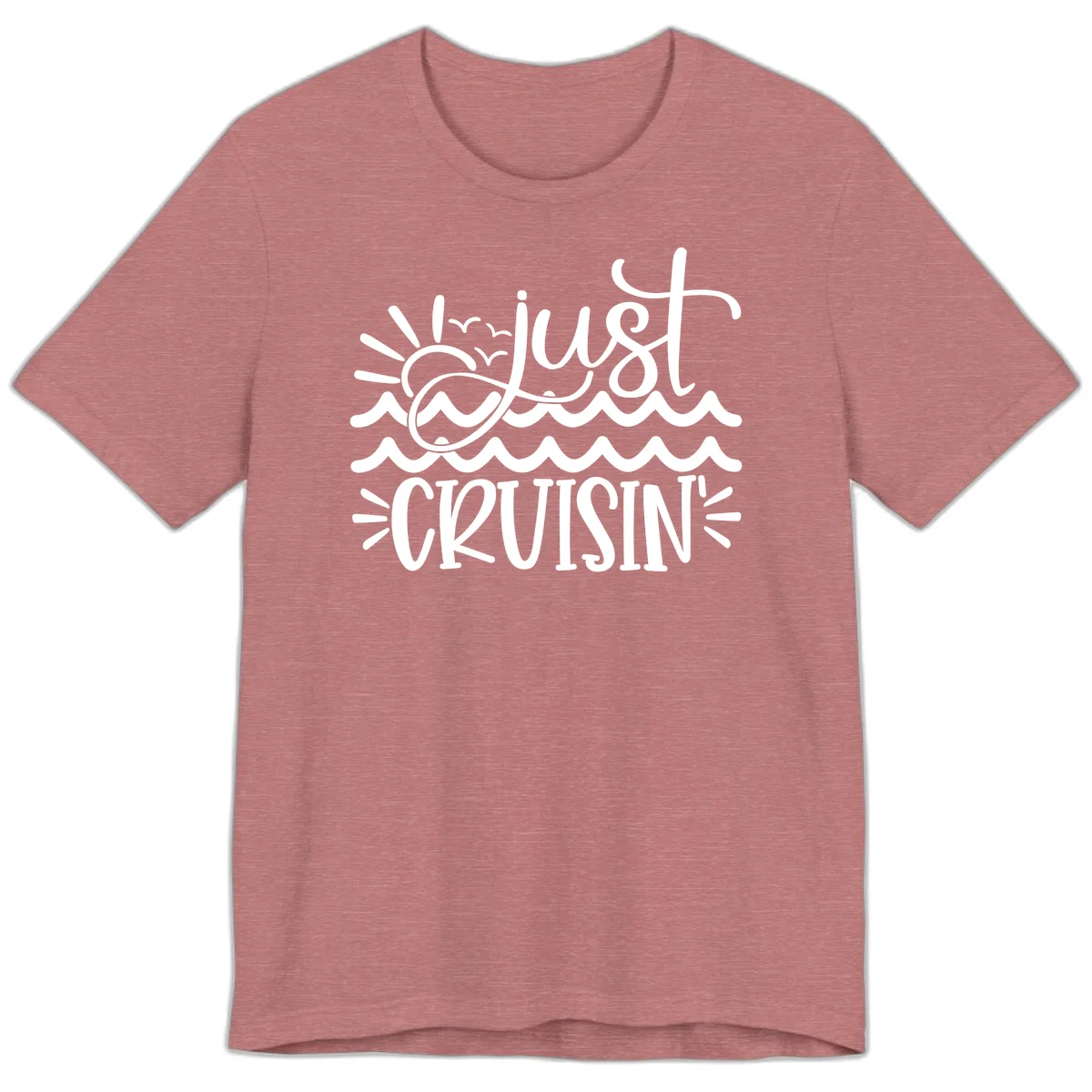 Just Cruisin' Nautical Ocean Waves Premium T-Shirt in Heather Mauve