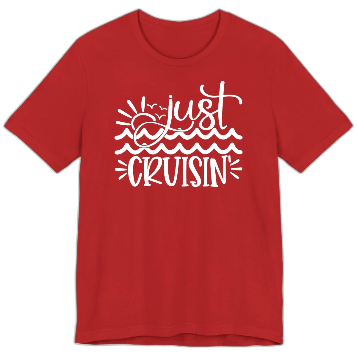 Just Cruisin' Nautical Ocean Waves Premium T-Shirt in Red