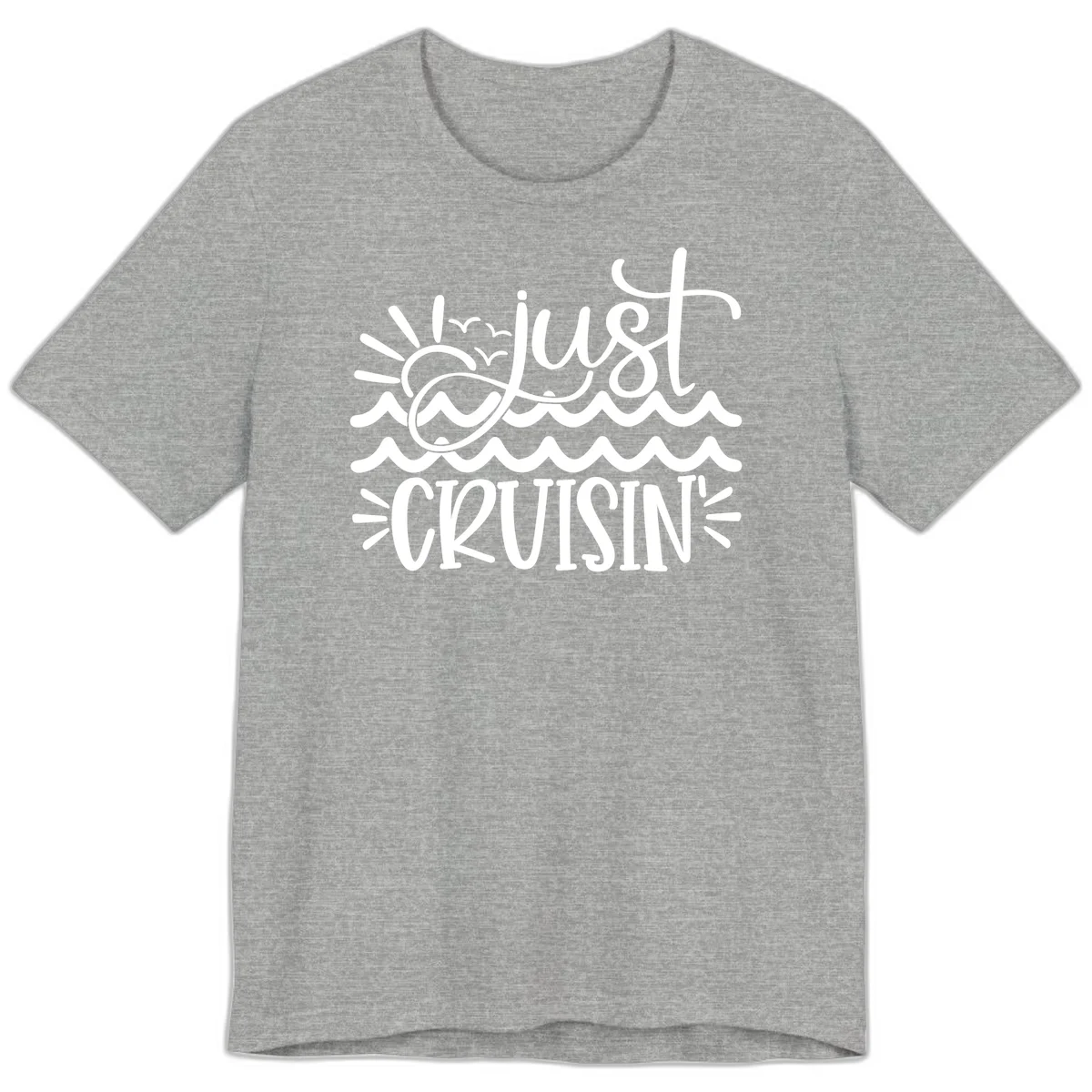 Just Cruisin' Nautical Ocean Waves Premium T-Shirt in Athletic Heather