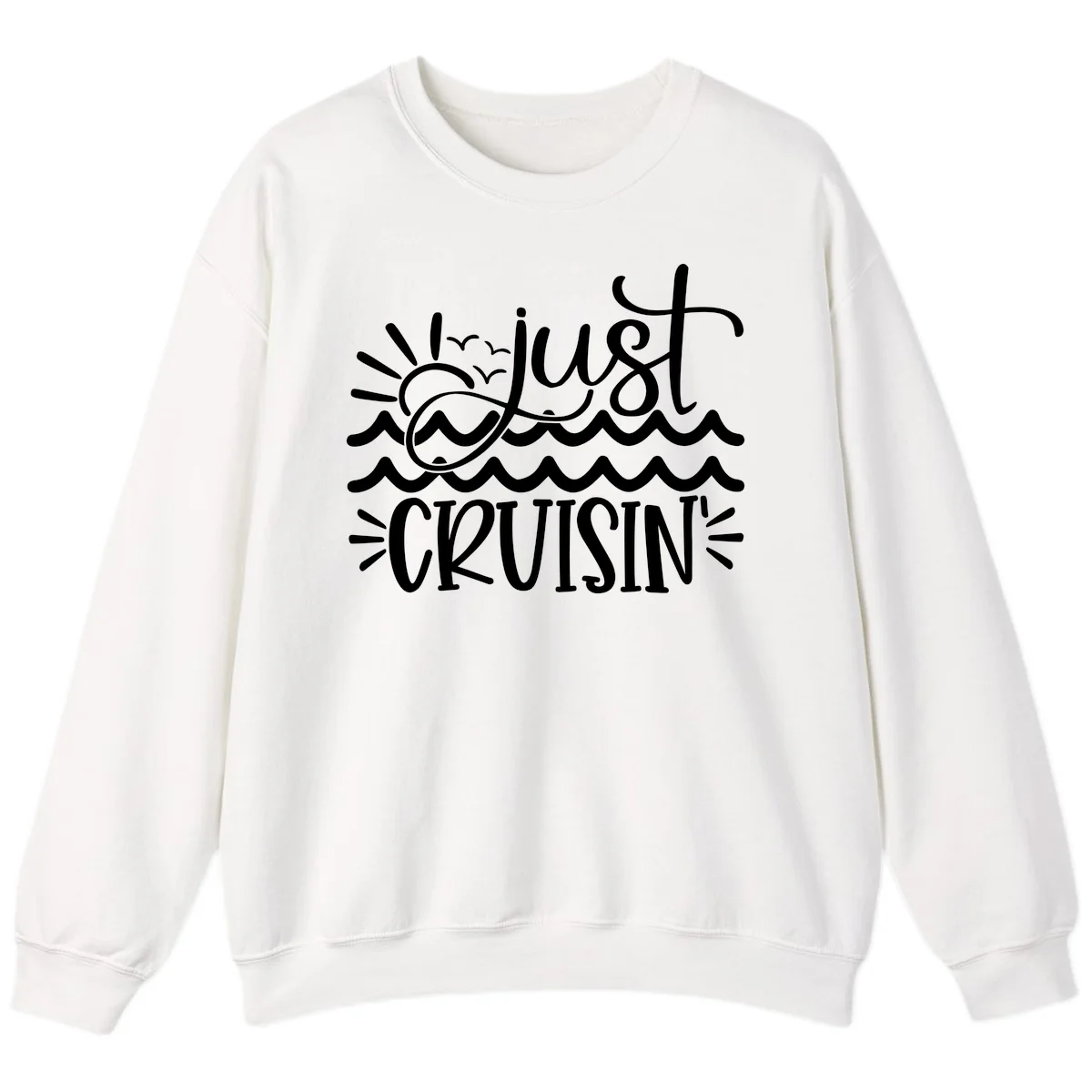 Just Cruisin' Nautical Ocean Waves Crewneck Sweatshirt in White