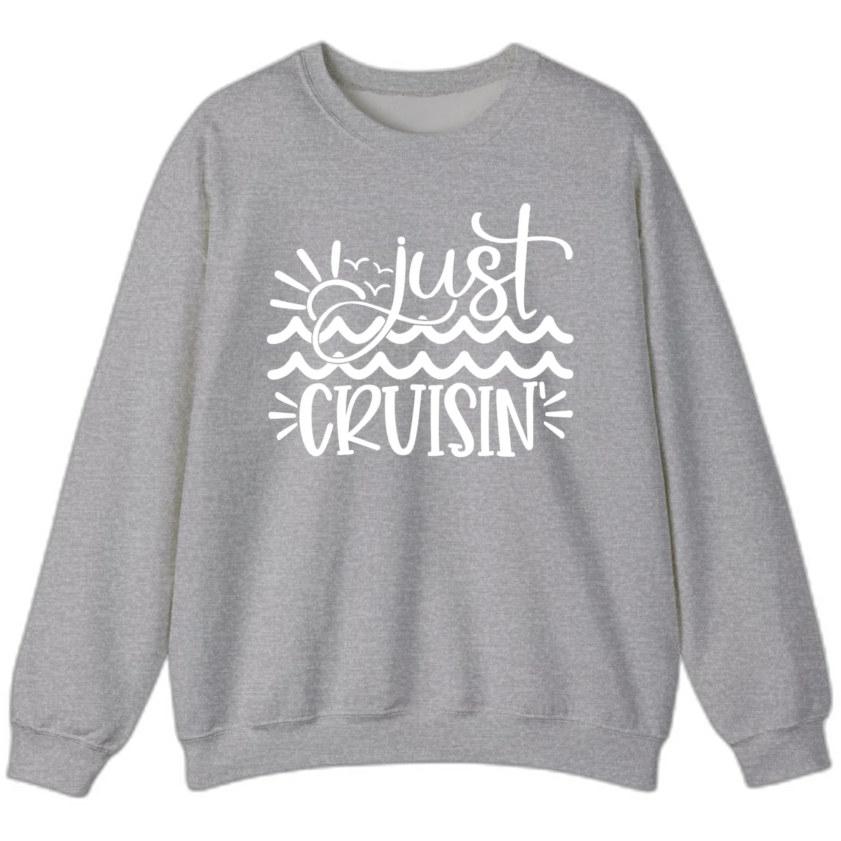 Just Cruisin' Nautical Ocean Waves Crewneck Sweatshirt in Sport Grey