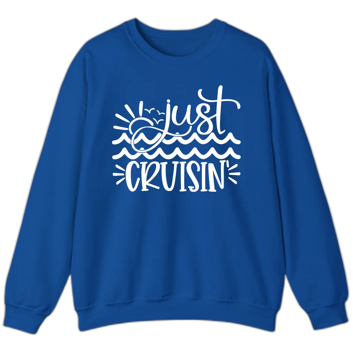 Just Cruisin' Nautical Ocean Waves Crewneck Sweatshirt in Royal