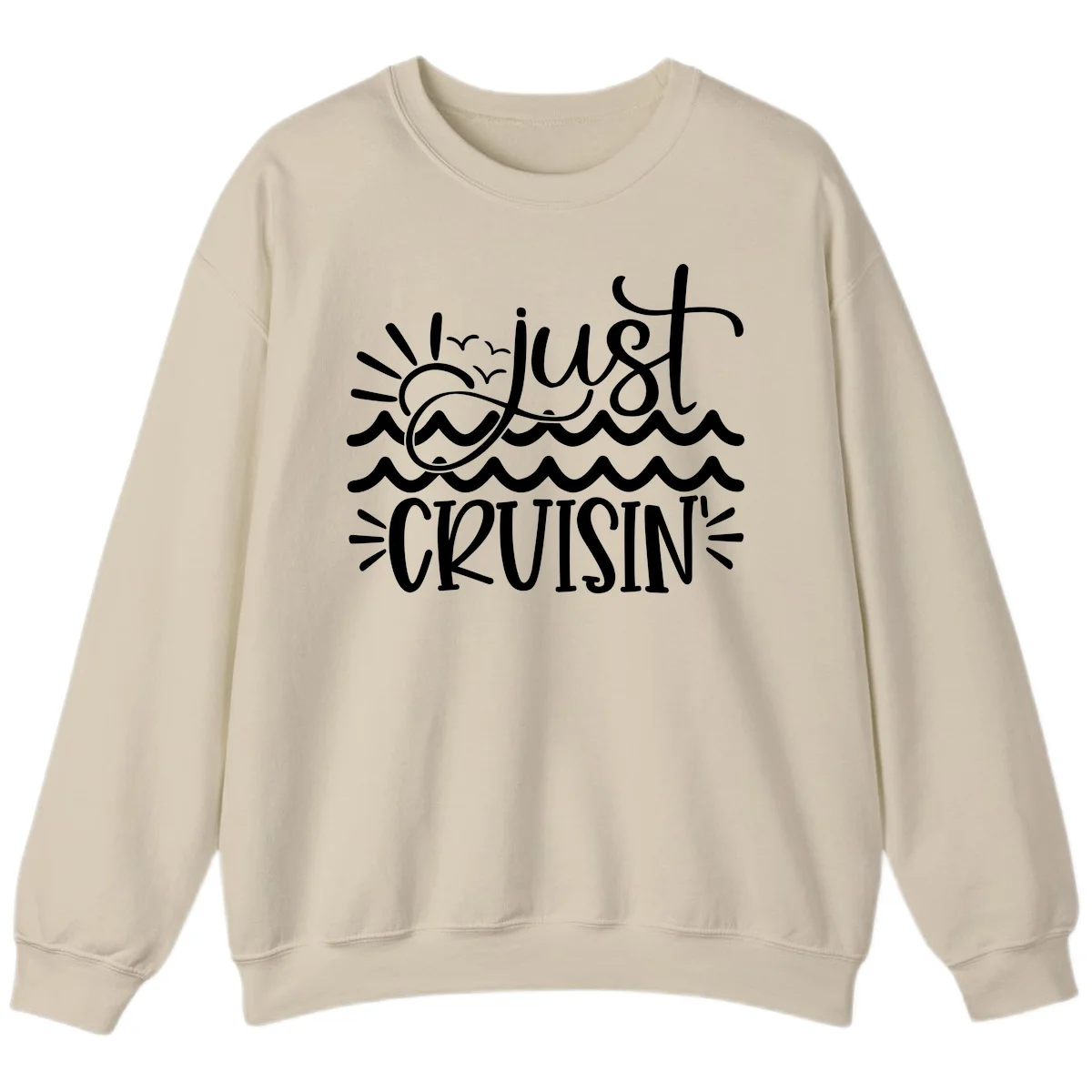 Just Cruisin' Nautical Ocean Waves Crewneck Sweatshirt in Sand