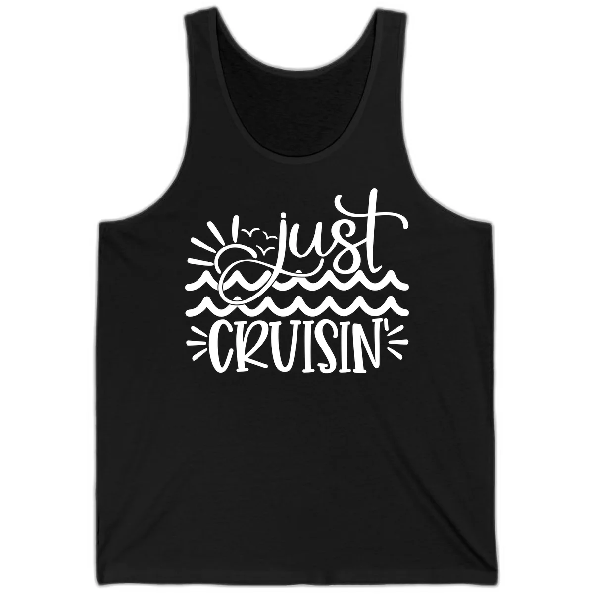Just Cruisin' Nautical Ocean Waves Tank Top in Black