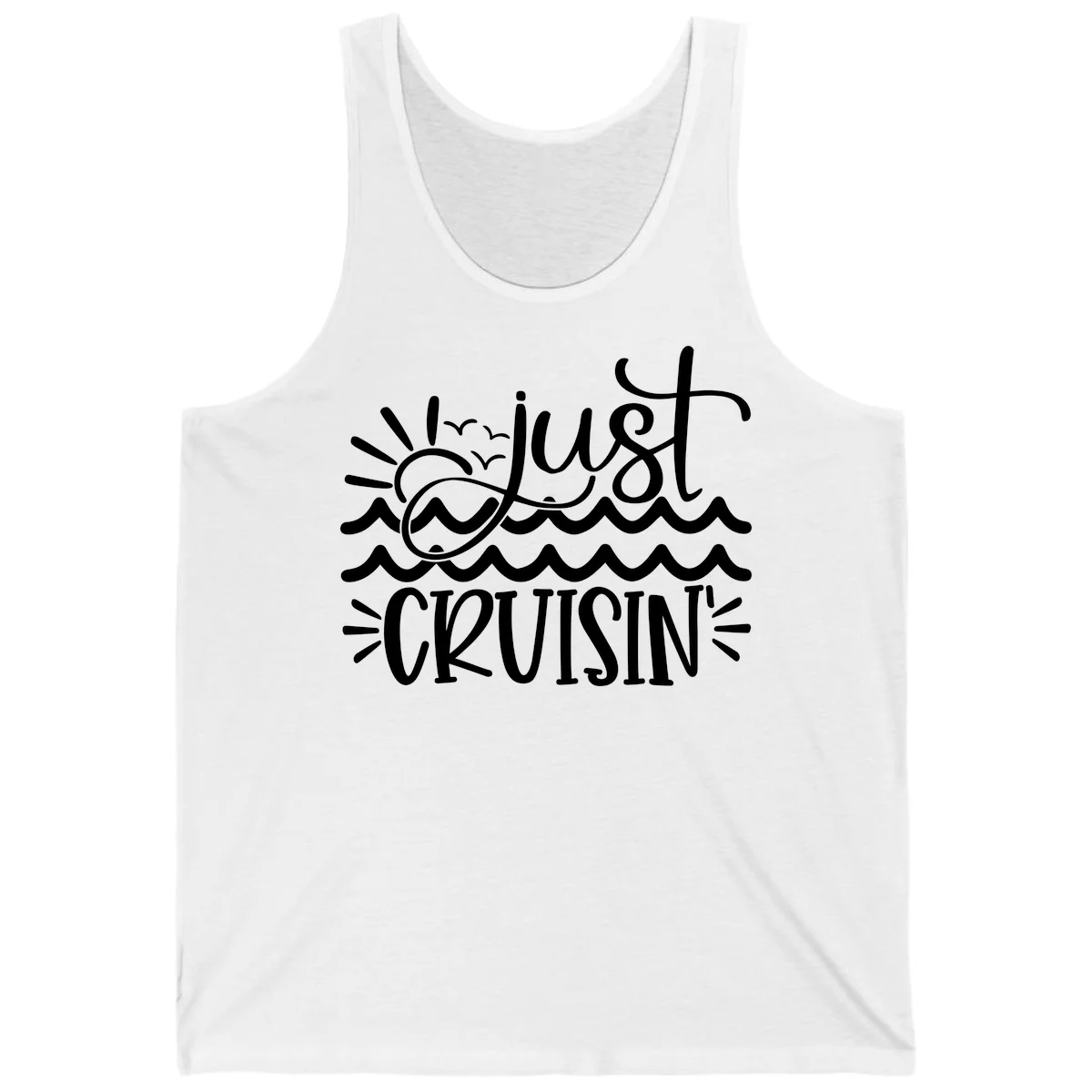 Just Cruisin' Nautical Ocean Waves Tank Top in White