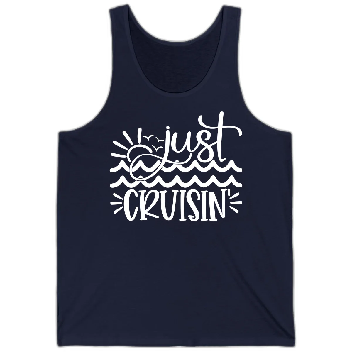 Just Cruisin' Nautical Ocean Waves Tank Top in Navy