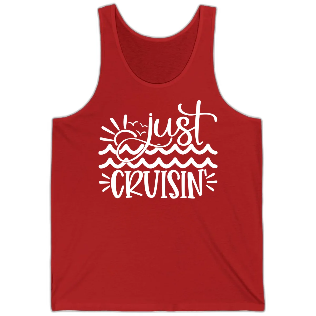 Just Cruisin' Nautical Ocean Waves Tank Top in Red
