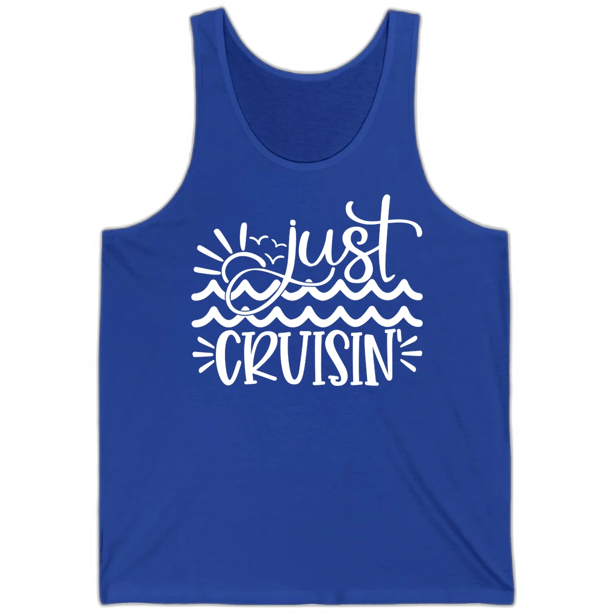 Just Cruisin' Nautical Ocean Waves Tank Top in True Royal