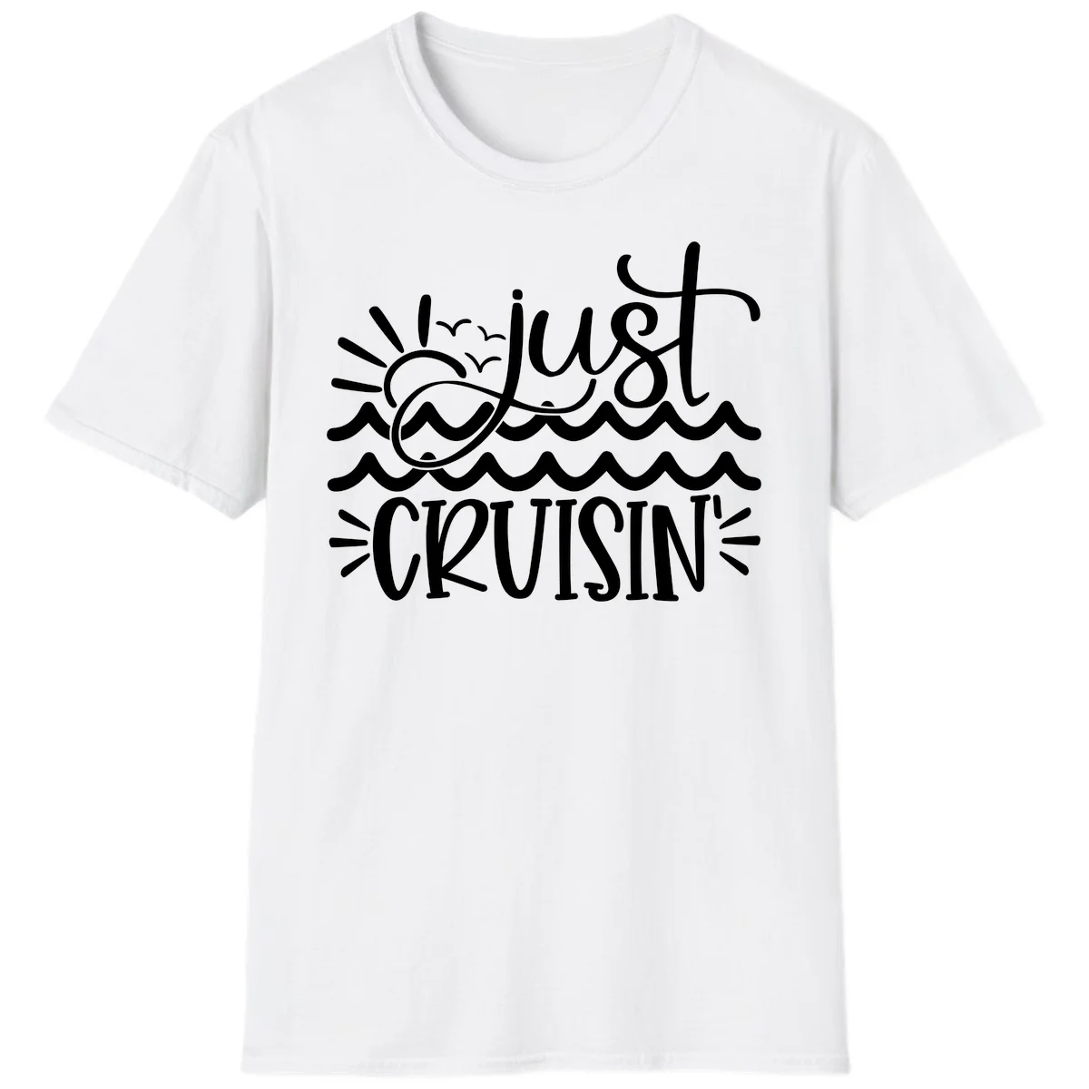Just Cruisin' Nautical Ocean Waves Vacation T-Shirt in White