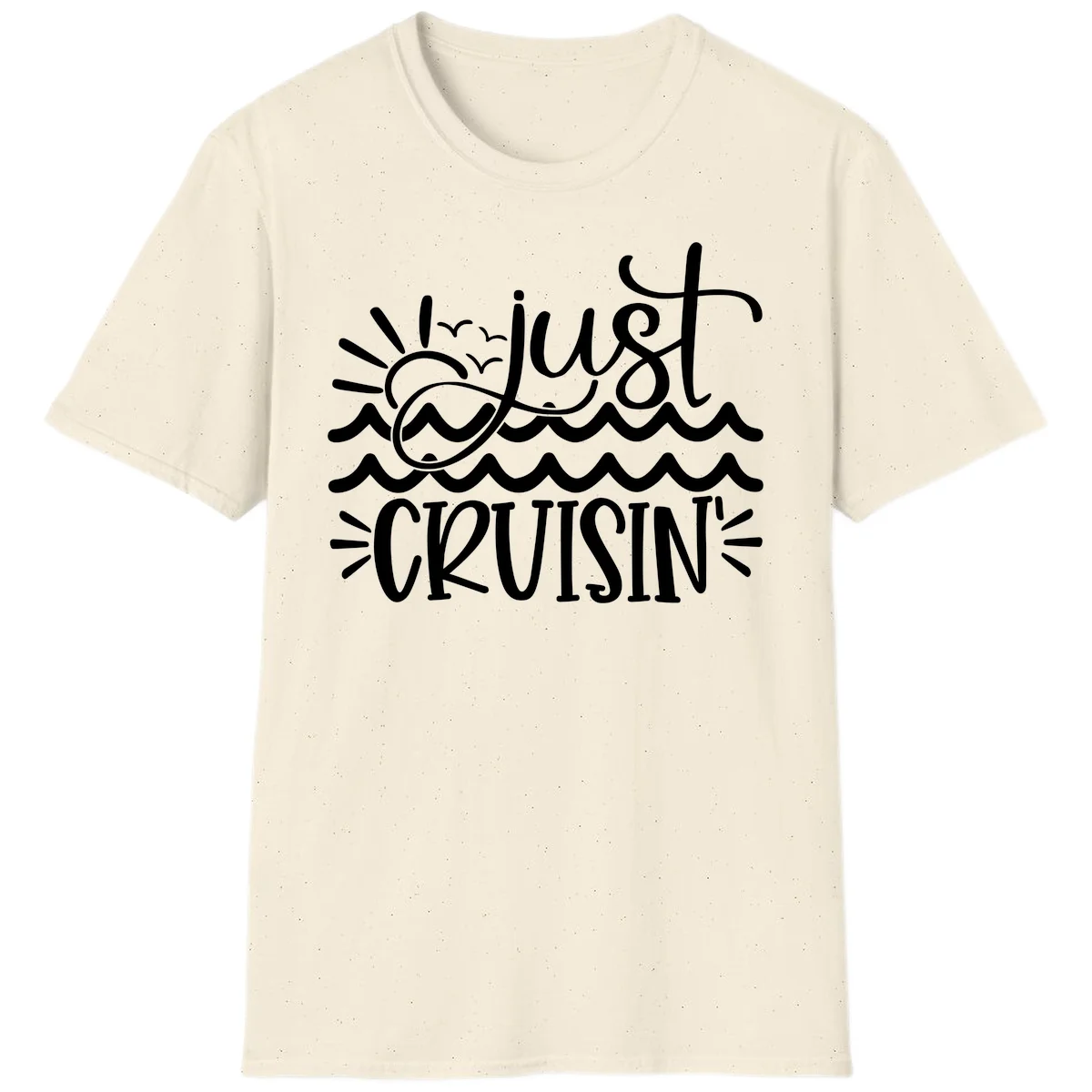 Just Cruisin' Nautical Ocean Waves Vacation T-Shirt in Natural