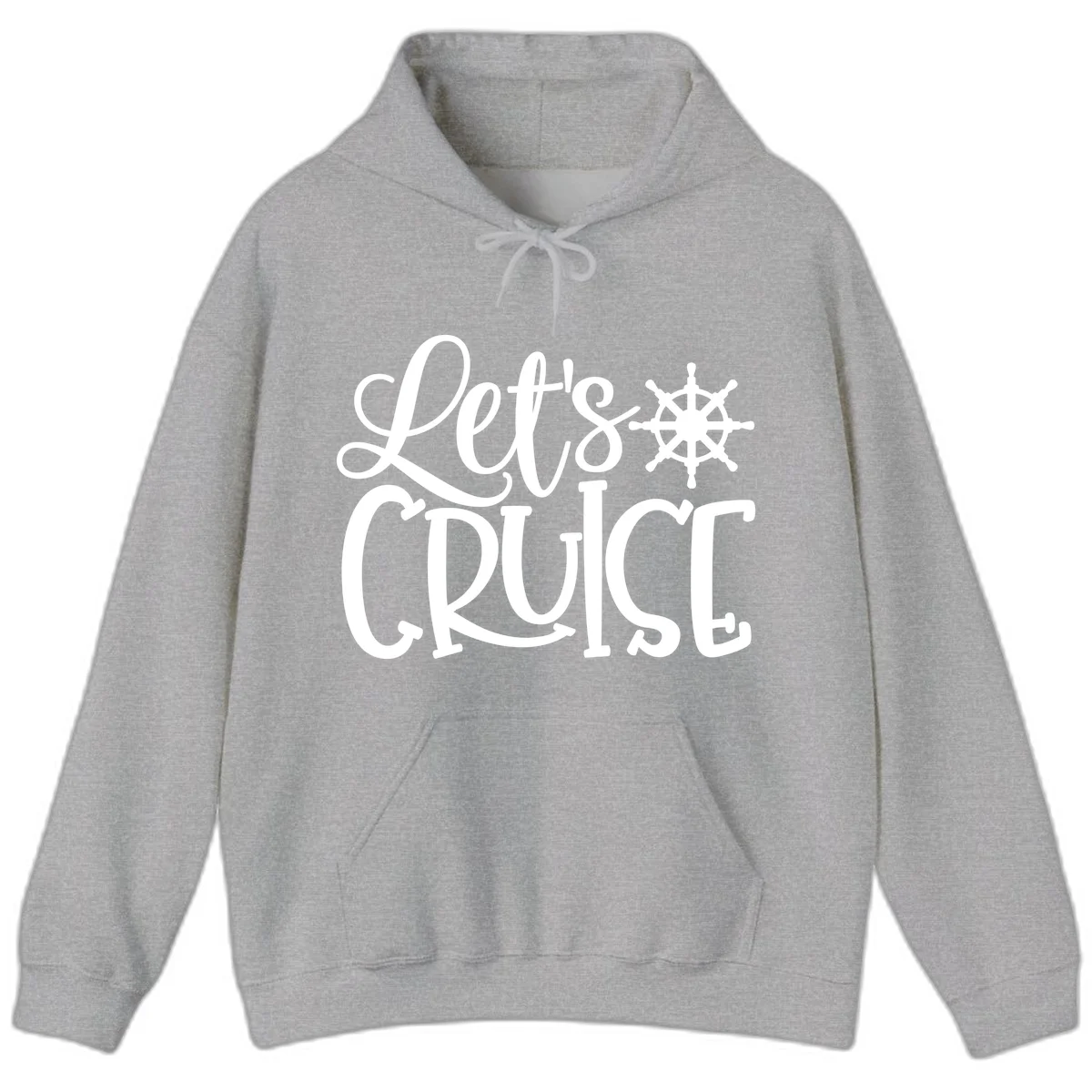 Let's Cruise Nautical Wheel Design Hoodie in Sport Grey