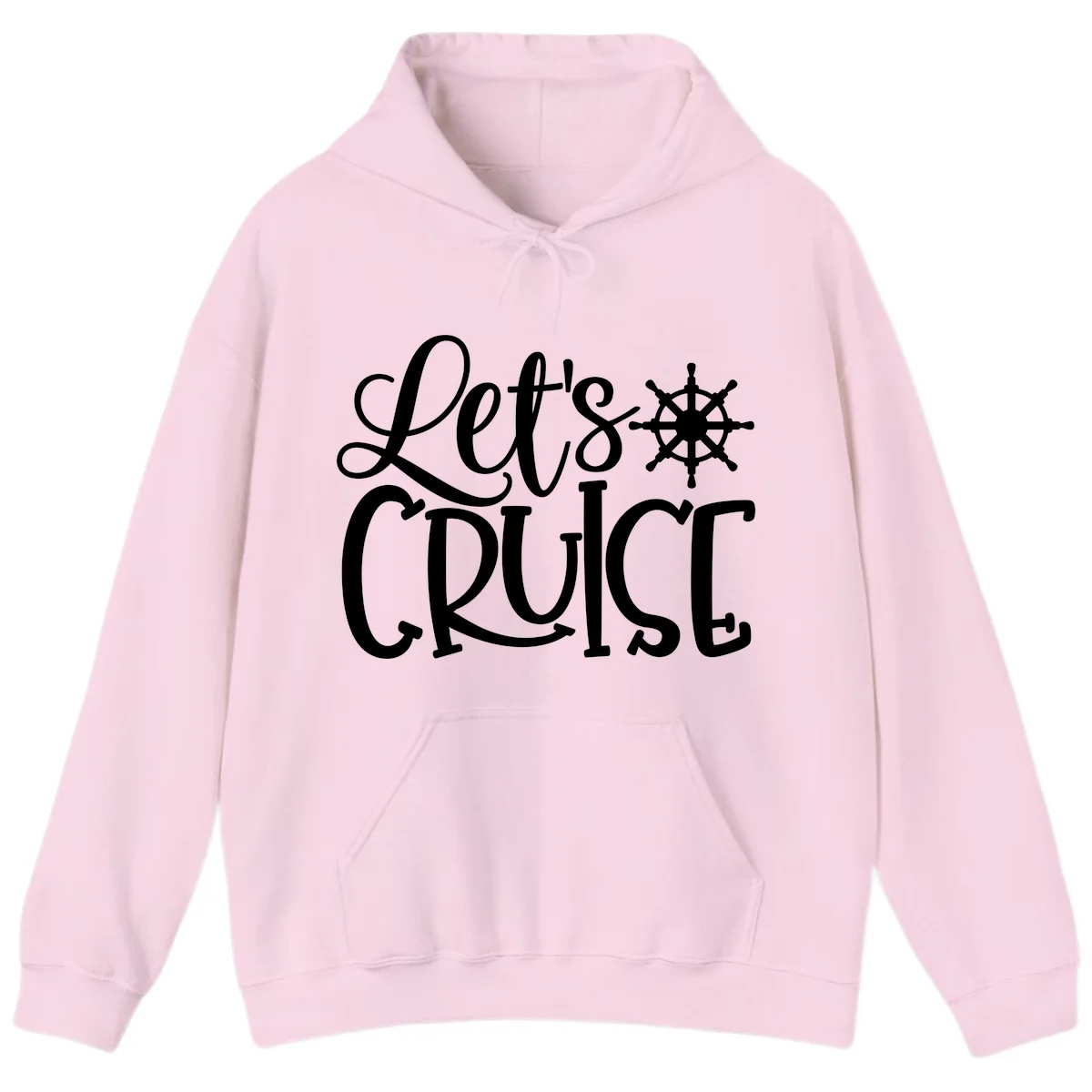 Let's Cruise Nautical Wheel Design Hoodie in Light Pink