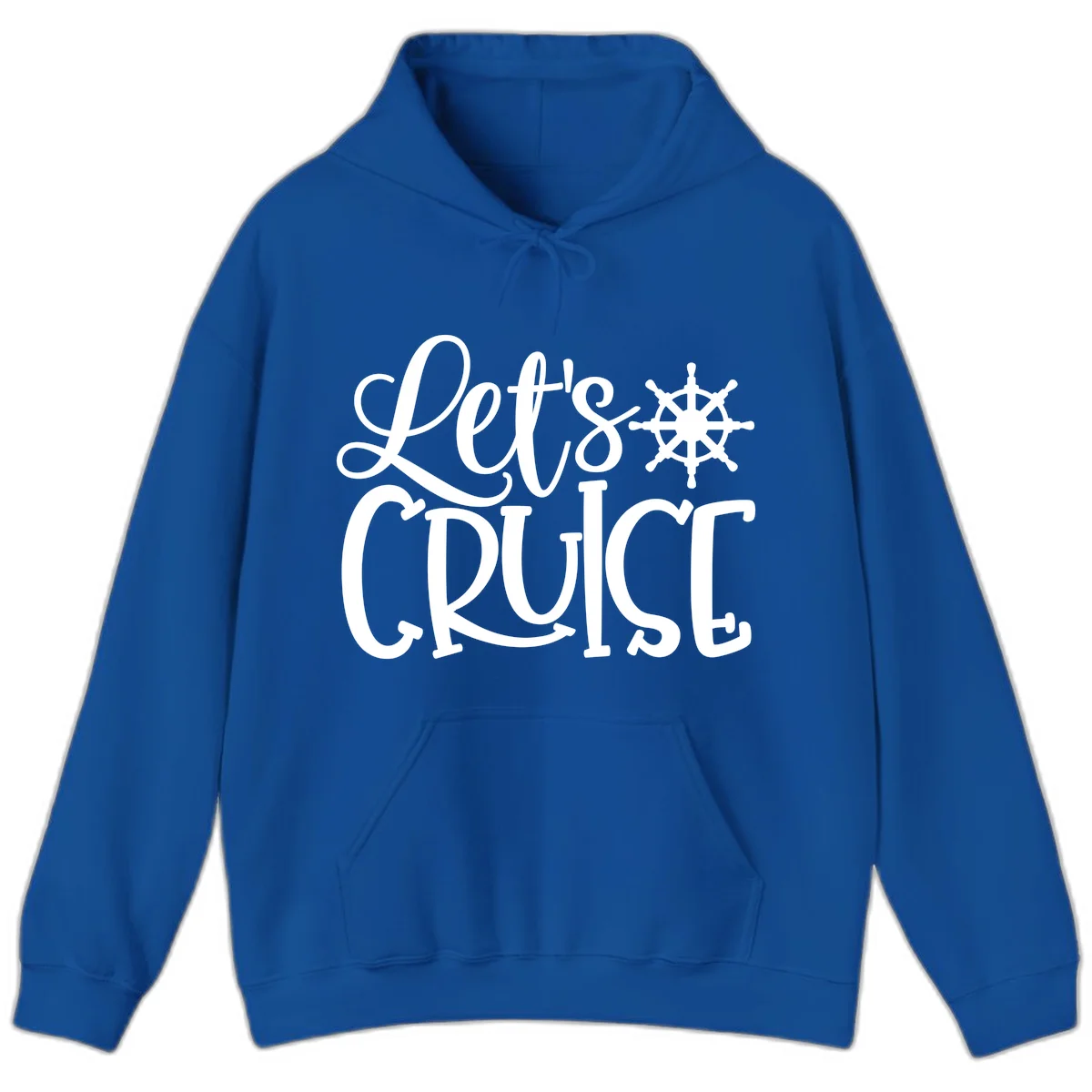 Let's Cruise Nautical Wheel Design Hoodie in Royal