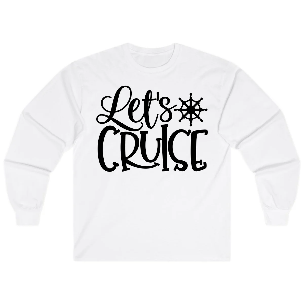 Let's Cruise Nautical Wheel Design Long Sleeve in White