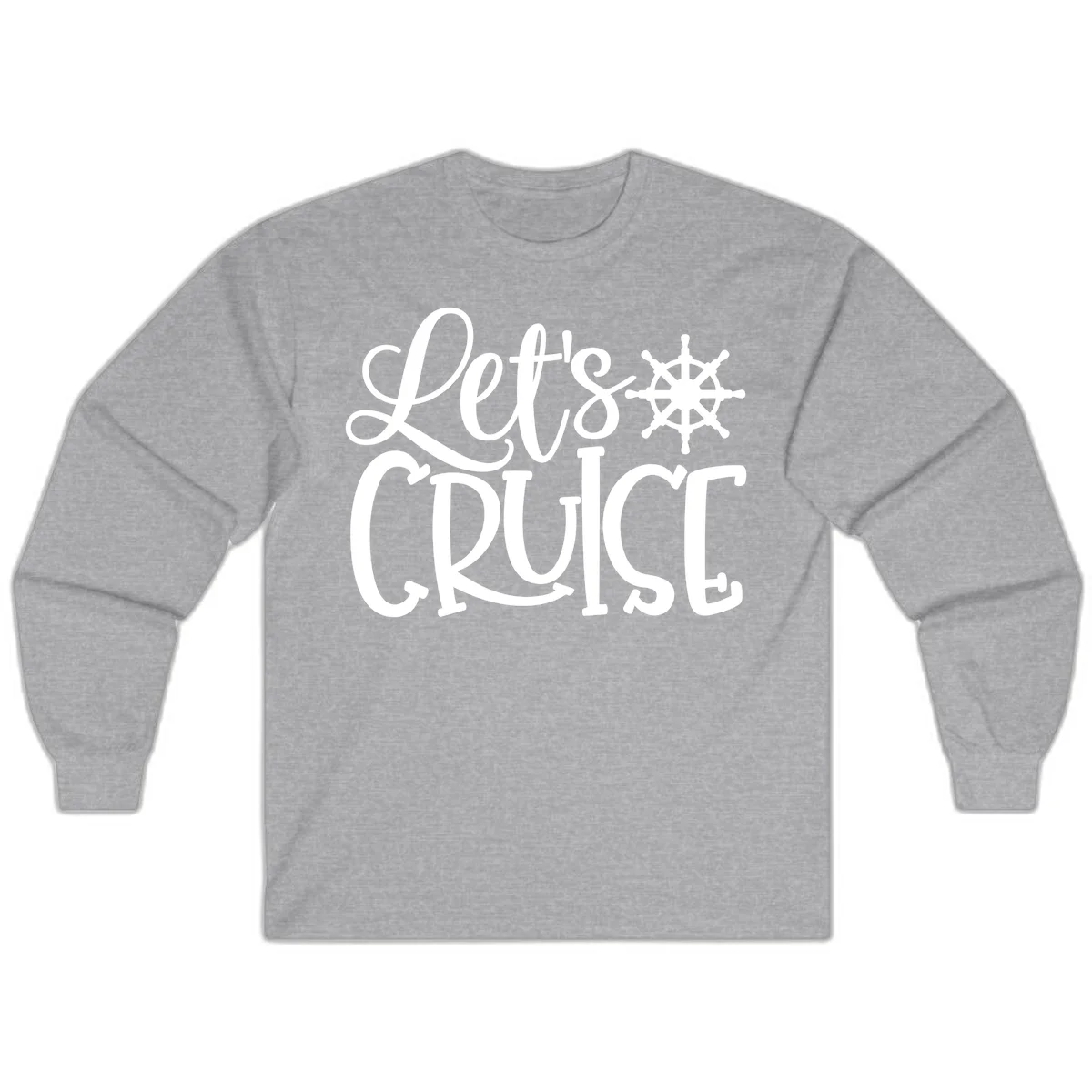 Let's Cruise Nautical Wheel Design Long Sleeve in Sport Grey